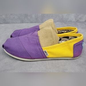 TOMS Collegiate Purple & Yellow Slip On ECU or LSU Fans Size 8.5W